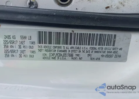 2018 Jeep Cherokee Latitude 4X4 z USA, uszkodzony, nr VIN 1C4PJMCBXJD517686